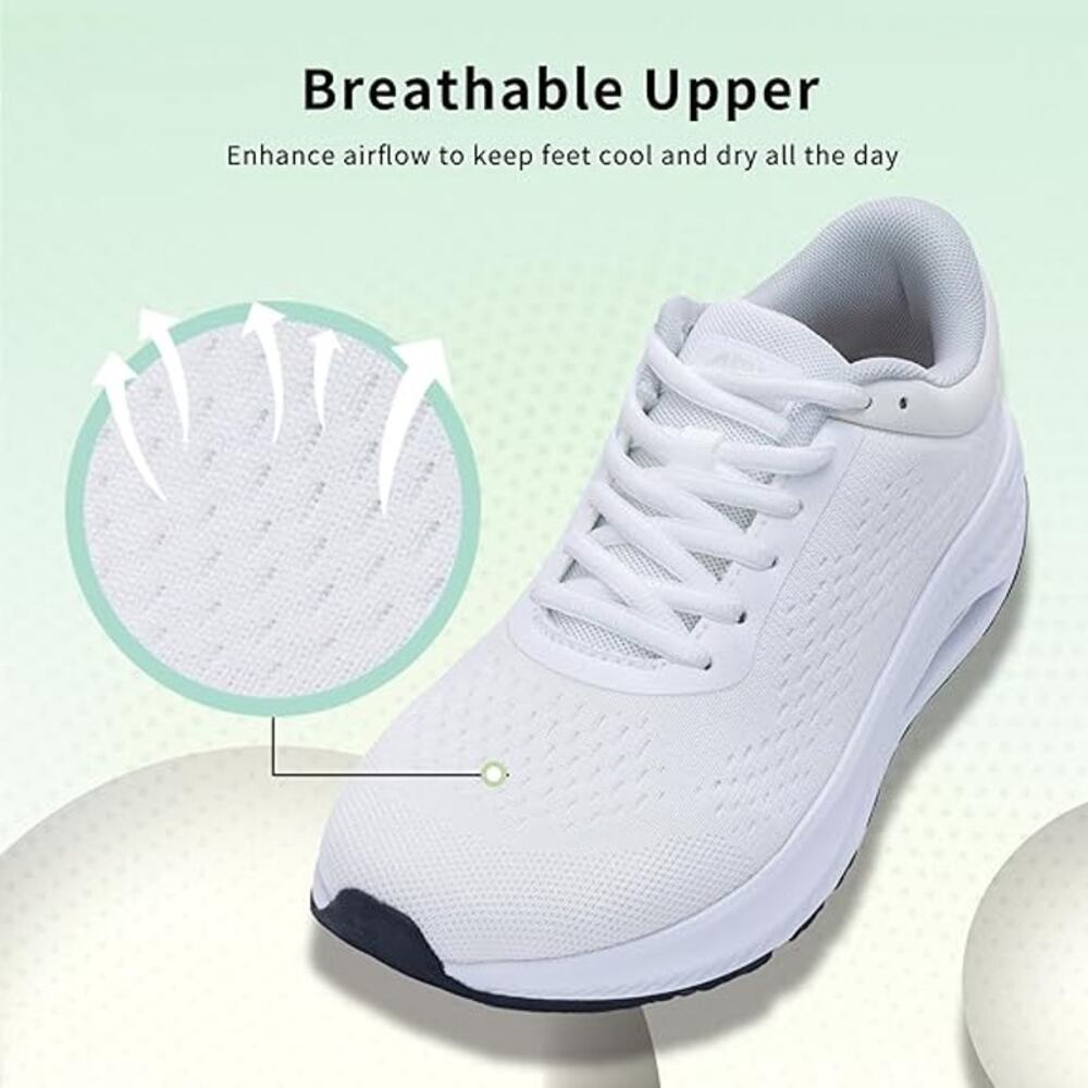 New AOV Womens Size 8.5 White Wide Toe Box Arch Support Orthotic Walking Shoes - Picture 5 of 6